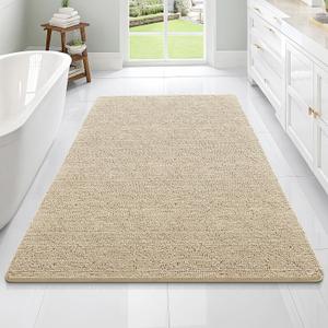 OLANLY Large Bathroom Rugs 70x46, Extra Soft Absorbent Chenille Bath Rugs, Rubber Backing Quick Dry, Machine Washable Bath Mats for Bathroom Floor, Tub and Shower, Home Decor Accessories, Beige