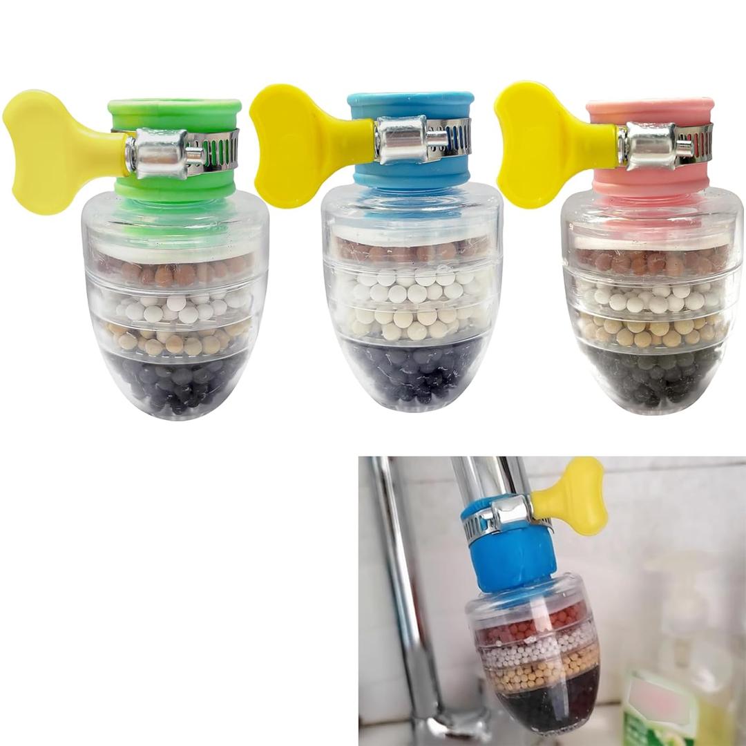 3 Pcs Faucet Water Filter,6 Layer Cartridge Activated Carbon Filters Water Filter Faucet Replacements for Sink Applicable 1/2inch - 3/4inch Faucet(Random)