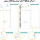 2026-2027 Daily & Monthly Planner - One Page Per Day, Daily Planner from July 2026 - June 2027, Planner 2026-2027 with 12 Monthly Tabs, 8.5" x 11", Blue Leaf Flower