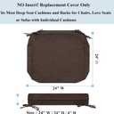 FUNHOME 2 Pack Outdoor Cushion Slipcovers 24" x 24" x 4", No Insert! Water-Resistant Patio Chair Seat Cushion Covers with Zipper and Tie, Replacement Cover Only(Brown)