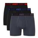 Hanes Men's Moves Performance Boxer Brief, Total Support Pouch, Regular/Trunk/Long Leg, 3-Pack, 4" Grey/Black L