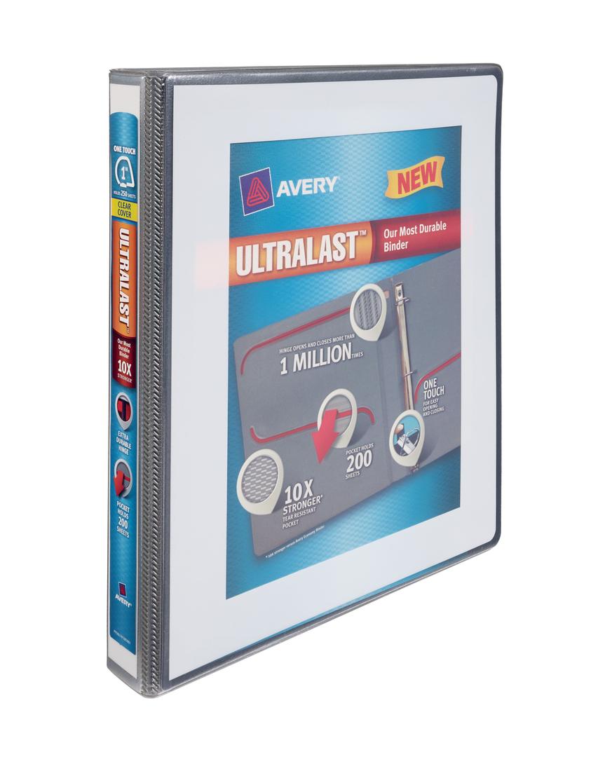 Avery Ultralast 3 Ring Binder, 1.5 Inch Slant Rings, 1 White Binder