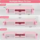 OPNICE Desk Organizers and Accessories, Dual Monitor Stand Riser with Drawer and 2 Pen Holders, Desk Shelf Wood Computer Racks for Office Workspace Organizers, Desktop Organization (Pink Wood)