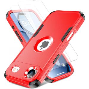 for iPhone Air Magnetic Case,Compatible with Magsafe,2X Screen Protector,Heavy Duty Protection,Rugged & Durable Phone Cover for iPhone Air Case,Red