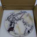 Natural Marble Tray, Coffee Table, Food, Fruit, Paper Cup, Cake Display, Coffee bar, Family Gatherings, Seasonal Holiday Decoration Tray(Viola-Circular-9.8"x9.8"x0.7")