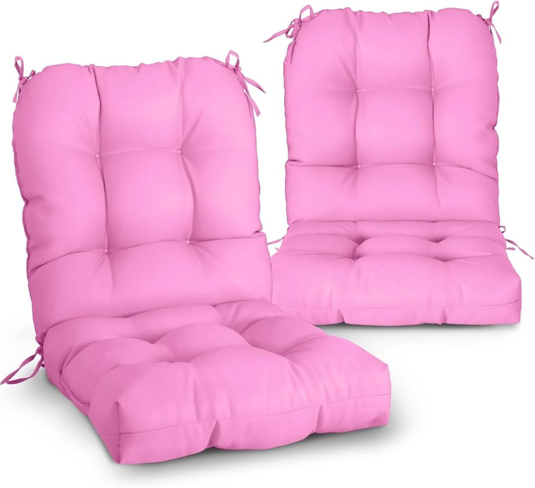 EAGLE PEAK Tufted Outdoor/Indoor Seat/Back Chair Cushions, Set of 2, 42'' x 21'', Pink