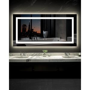 Ensenior LED Bathroom Mirror 72"x36" with Front and Backlight, Stepless Dimmable Wall Mirrors with Anti-Fog, Shatter-Proof, Memory, 3 Colors, Modern LED Vanity Mirror-ETL & FCC