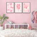 3 Pcs Fashion Pink Bow Canvas Wall Art Preppy Girly Aesthetic Painting Picture Wall Decor Balloon Envelope Poster Prints for College Apartment Girls Bedroom Living Room Home Decor (Poster 16x24 Inch), Pack of 2