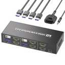 HDMI KVM Switch 2 Monitors 2 Computers, USB 3.0 4K60Hz Dual Monitor KVM Switch for 2 PC Share 2 Monitors and 1 Set of Keyboard Mouse and 4 USB Devices