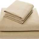 Comfort Spaces Cotton Flannel Sheets Queen Size, Ultra Soft Flannel Sheet Set with 14" Elastic Pocket Fits up to 16" Mattress, Breathable Warm Flannel Bedding, Tan Solid 4 Piece