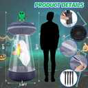 Leyndo 6 ft Halloween Inflatable Alien Ufo Decoration Ufo Blow Ups Decor with Girl Music Singer Fans Halloween Inflatable Outdoor Decor with 2 Color Changing Lights for Outside Yard Lawn Party Concert