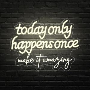 Today Only Happens Once Make It Amazing Neon Sign, Adjustable Brightness Make Today Amazing Led Neon Signs for Wall Decor,Inspirational Letters Light up Signs for Bedroom,Birthday,Office Classroom