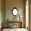Vintage Black Wall Mirrors 16 x 24 inch, Hanging Handmade Distressed Finish Golden Shield Shape Wood Framed Ornate Antique Wall Mirror Decorative for Entryway Hallway Living Room Bathroom