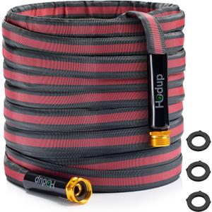 2026 Upgraded Non-Expanding Garden Hose - 100FT Lightweight Flexible, High-Pressure Anti-Kink/Burst-Resistant Lead-Free Outdoor Water Hose (Gray/Red)