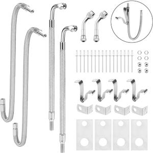 RVZONE Dually Valve Stem Extenders Kit, Stainless Steel Braided Valve Stem Extension fits 16" to 19-1/2" Dual Wheels Tire Valve Extension for Most Cars Motorhome RVs Trailers Trucks