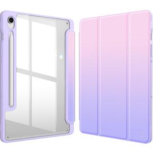 Fintie Hybrid Slim Case for Samsung Galaxy Tab S10 Lite/ S10 FE/ S9 FE 10.9 Inch/Tab S9 11 Inch with S Pen Holder, Shockproof Cover with Clear Transparent Back Shell, Auto Wake/Sleep, Fantasy Ombre
