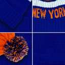 Baseball Team City Beanie, Cuffed Knit Soft Headwear for Women Men Youth, Sports Stylish Winter Hat, Gift for Fans (Blue-orange)