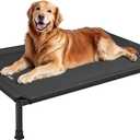 Veehoo Heavy Duty Elevated Dog Bed - Raised Dog Cot with Breathable Teslin Mesh, Non-Slip Silicon Feet, Cooling, Ideal for Indoor/Outdoor Use, 41" x 27", Black, CWC2432