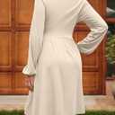 Dokotoo Womens 2026 Spring Summer Wrap V-Neck Long Sleeve Empire Waist Dress Elegant Mini Dresses with Pockets (M)