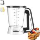 Pancake Batter Dispenser 5-Cup Batter Pourer for Maker Pancakes, Waffles, Crepes, Muffins, Cupcakes, Easy Squeeze Grip Handle with Proof Nozzle, Precise Baking Tools (Black)