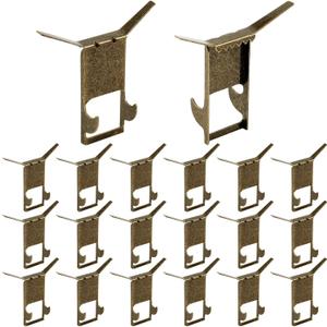 Hicarer 30 Pcs Brick Wall Hangers Clips no Drill Outdoor for Hanging Christmas Lights Stocking Holders Steel Picture Decoration Hanger Fastener for Fireplace (Antique Brass)