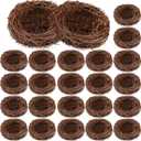 Gerrii 24 Pcs Artificial Bird Nests for Crafts Mini Faux Rattan Bird Nest Decoration for Easter Home Decor Fairy Garden Accessories Terrarium DIY Craft Supplies Wedding Table Centerpieces (4 Inch)