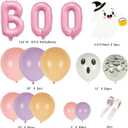 Halloween Balloon Arch Garland Kit Pink, 129pcs 18" 10" 5" Pink Purple Balloons with 3D Bat BOO Foil Balloons for Halloween Baby Shower Birthday Outdoor Indoor Decorations