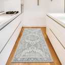MaxRugrs Washable Runner Rug 2'6"x6' Kitchen Rug Runner for Hallways- Upgraded Thicker & No Creases Throw Rugs for Entryway,Stain Resistant Non Skid Hallway Runner Rugs for Bedroom&Laundry Carpet,Grey (6' x 2'6" (Rectangular) Cushioned&No Creases, Traditional - Ivory -Grey)
