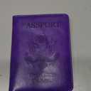 WALNEW Passport Holder for Travel, RFID Passport Cover Wallet for Women Men, PU Leather Passport Book Card Holder Case with Pen (Elastic Band Closure, A-Purple)