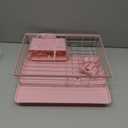 SNTD Dish Drying Rack - Small Dish Rack for Kitchen Counter, Stainless Steel Dish Drainer with Utensil Holder and Drainboard, 11" W x 15" L (Pink)