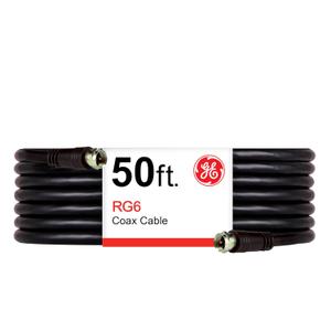 GE 33600 RG6 Coaxial Cable, 50ft (Black)