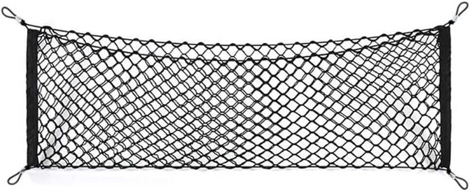 Car Rear Cargo Net, Universal Adjustable Elastic Trunk Cargo Storage Organizer Net Compatible for SUV, Jeep, Truck, Storage Nylon Mesh Double-Layer with Hooks (35.4 x 15.7 Inch)