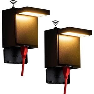 2 Ps Dusk to Dawn Outdoor Wall Light with GFCI Outlet,Modern LED Outdoor Porch Light with Outlet Built-in,3000K Warm Yellow Outdoor Sconce,IP66 Waterproof Wall Mount External Security Light(2 Pack)