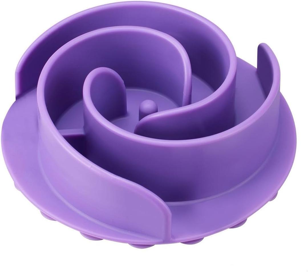 Slow Feeder Dog Bowls Insert, Bestalk Soft Silicone Slow Eating Feeder Insert with Suction Cups for Small, Medium and Large Dogs, Fit into Basic and Elevated Bowls (Purple)