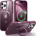 CHAOFEnG Magnetic Compatible with iPhone 16 Pro Case with Stand [Military Grade Drop Tested][Compatible with Magnet] Ring Translucent Slim Hard Back Soft Edge, Wine Red