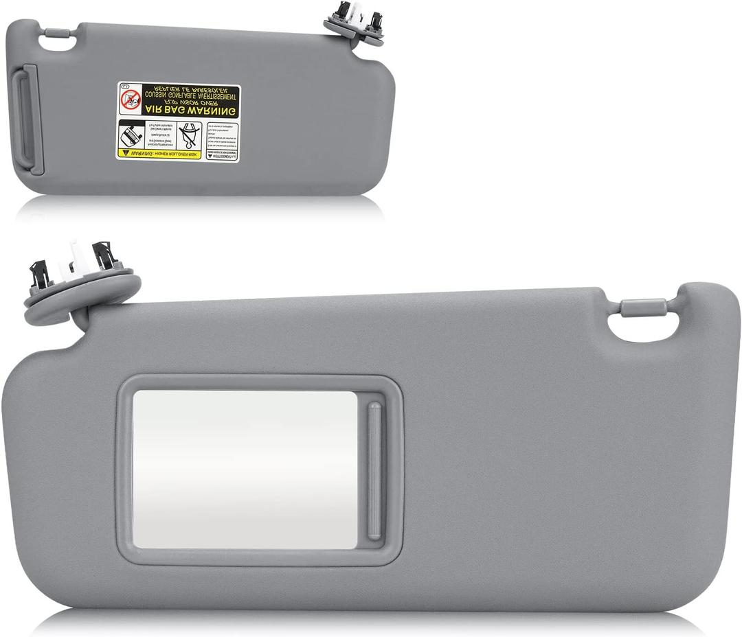 Sun Visor with Vanity Light for 2006-2013 Toyota RAV4, Left Driver Side Gray Sunvisor Replacement 74320-42501-B2 (Grey)