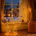 2 Pack Foldable Christmas 3D Star Shaped Lights with 50 LEDs 8 Lighting Modes Timer Battery Operated Pre-lit 12" Christmas Window Star Light Indoor String Lights Warm White for Xmas Holiday Party