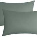 JELLYMONI Pillow Protectors Waterproof Zippered Standard Set of 2 Grey-Green Bed Pillow Cases 20”×26” Bug Dust Proof Pillow Covers Encasement(No Inserts), Pack of 2