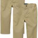 The Children's Place Baby-Boys and Toddler Stretch Relaxed Straight Chino Pants (2T, Flax 2-pack)