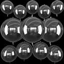 12Pcs Clear Round Foil Balloons, 22" 15" 10" 4D Helium Transparent Balloon, Clear Bubble Foil Balloon for Birthday Baby Shower Christmas Wedding Anniversary Disco Prom Bobo Party Decorations