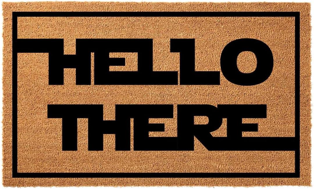 Funny Coir Doormat Hello There Welcome Front Porch Decor for Entrance Way Outdoor Personalized Heavy-Duty PVC Back Non Slip Coconut Coir Mat 30 x 18 Inch