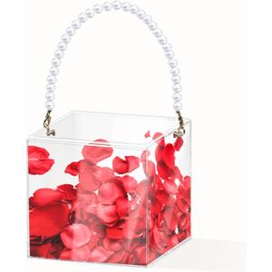 Flower Girl Basket,Wedding Basket,Petals basket with ribbon,Acrylic Flower Holder for Confetti (plastic)