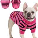 Queenmore Small Dog Shirt,Soft Breathable Dog Shirt for Dogs Cats Boy Girl,Pet Clothes for All Season,Breathable Lightweight Pet Tshirt for Frenchie, Dachshund, Yorkie (Pink/Black Stripe)