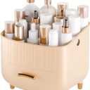 Makeup Organizer Countertop Vanity with Drawers Cosmetic Skincare Bathroom Storage Gift for Women Teens Girls (Beige)
