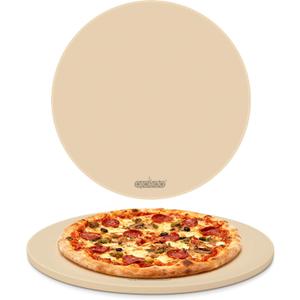 Arcedo Pizza Stone 16 Inch, Round Baking Stone for Bread Thermal Shock Resistant BBQ Grilling Pizza Pan Cordierite Cooking Pan With PE Scraper