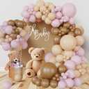 Bear theme Balloon Arch Kit Light Pink beige Tan and Brown Globos cream Ballon garland for Baby Shower Girl Decorations Gender Reveal Party Woodland Backdrop Supplies
