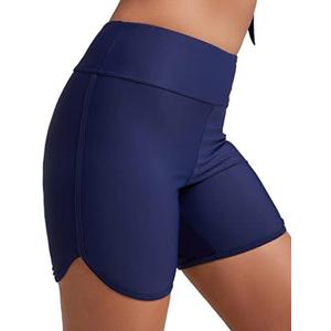 Yilisha Womens Tummy Control Swim Shorts Black Plus Size High Waisted Bikini Bottoms Swimsuit Shorts Swim Bottoms Swimwear, Small