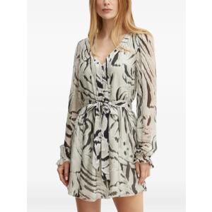 Guess USA Zebra-Print Belted Mini Dress, Size Large