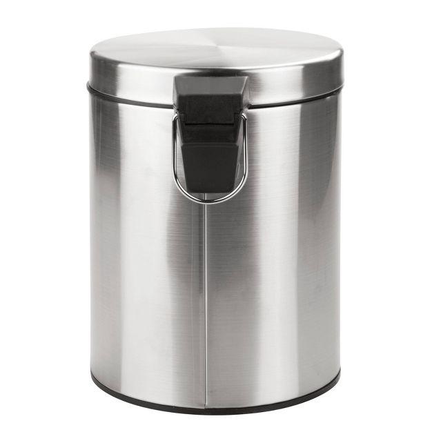 iDESIGN 5L Steel Step Can with Bucket Insert for Bathroom Kitchen Office Brushed