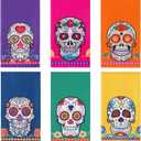 Tudomro 6 Pieces Mexican Kitchen Towels for Sugar Skull Decor Gift Kitchen Decor Dishtowel 24 x 16 Inch Mexican Holiday Absorbent Drying Cloth Hand Towels for Cooking Baking